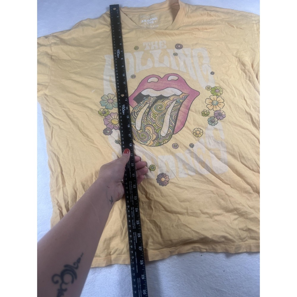 Rolling Stones Shirt Mens L/XL Yellow American Eagle Band Graphic Tongue Tee - Picture 7 of 7